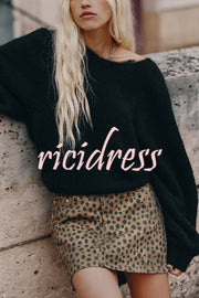 Chunky Season Knit Mohair-blend Long Sleeve Open Back Knot Design Loose Sweater