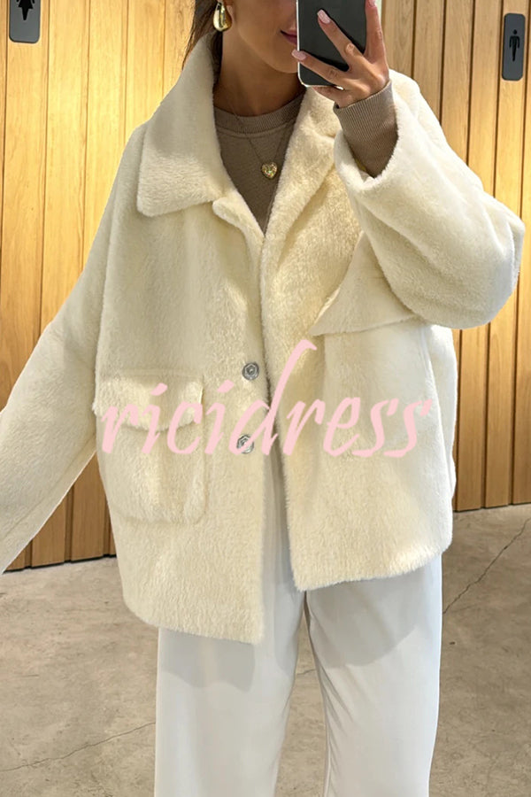 Fashion Lapel Long Sleeve Loose Furry Coat