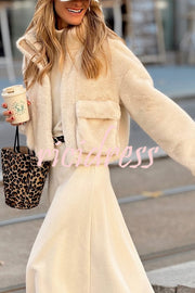 Snuggle Mode Faux Fur Zip Up Long Sleeve Pocket Teddy Jacket