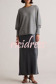Soft and Warm Cashmere Knit Batwing Sleeve Relaxed Sweater