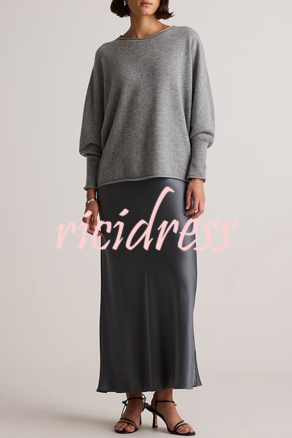 Soft and Warm Cashmere Knit Batwing Sleeve Relaxed Sweater