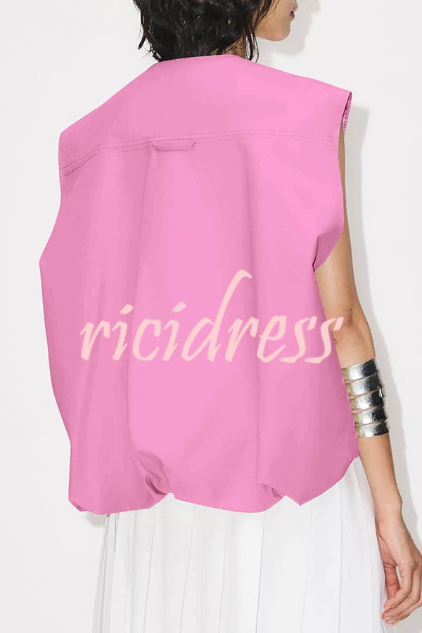 Fashion Zipper Sleeveless Pocket Loose Vest Jacket