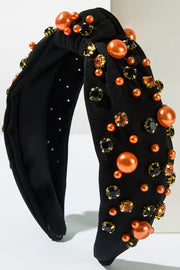 Halloween Fabric Knotted Diamond and Pearl Hair Accessories