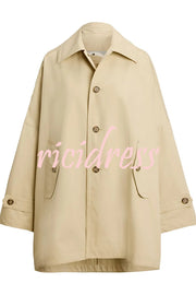 Timeless Fashion Button-breasted Wide Sleeve Pocket Twill A-line Jacket