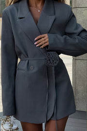 Fashion Lapel Long-sleeved Three-dimensional Flower Lace-up Blazer
