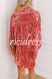 Solid Color Velvet Light-sensitive Drape Loose Shirt