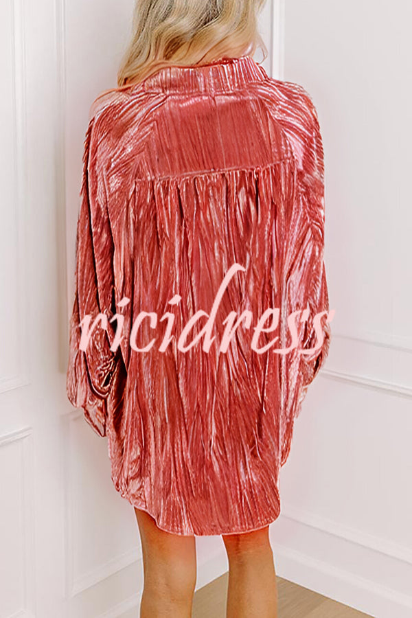 Solid Color Velvet Light-sensitive Drape Loose Shirt