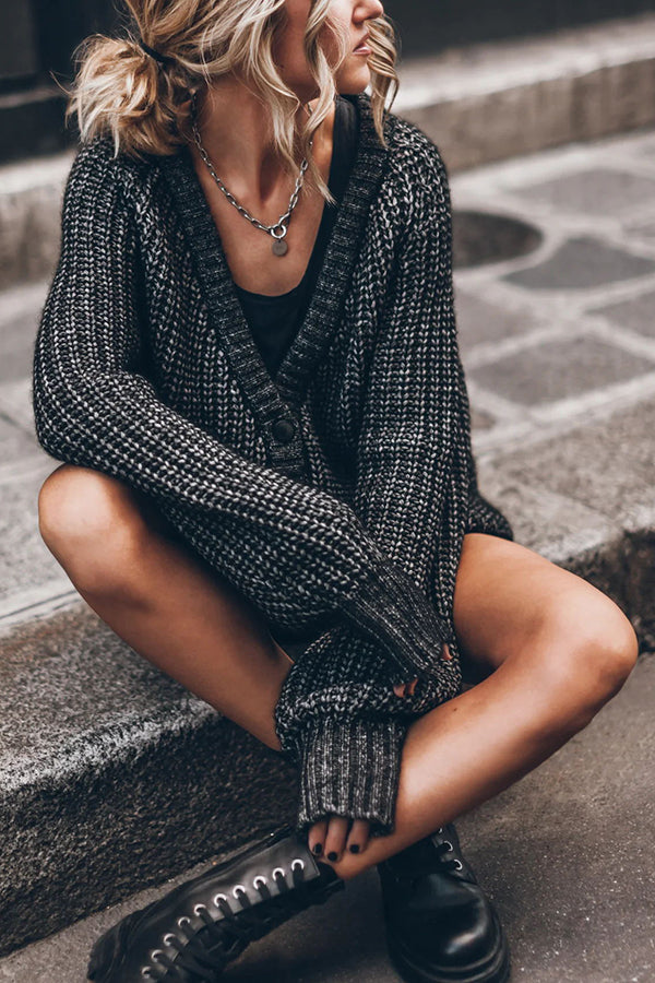 Falling for You Knit Button Up Relaxed Cardigan