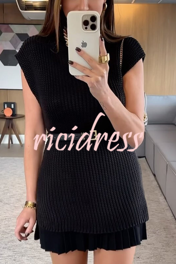 Solid Color Loose Sleeveless Casual Knitted Vest