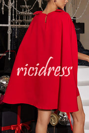 Dear Me Bow Detail Cape Pocket H-line Mini Dress