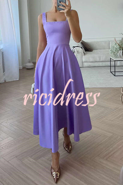 Elegant Lady Square Neck Solid Color Swing Formal Maxi Dress