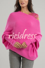 Solid Color Round Neck Long Sleeve Loose Knitted Sweater