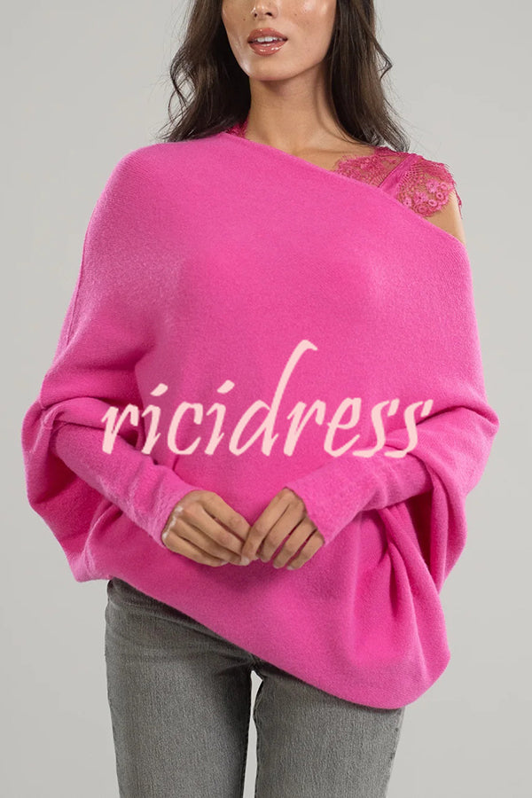 Solid Color Round Neck Long Sleeve Loose Knitted Sweater