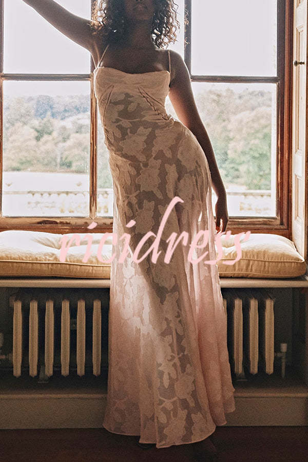 Fashion Sexy Suspenders See-through Holiday Slim Maxi Dress