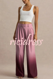 Enya Ombre Print Elastic Waist Pocketed Wide Leg Pants