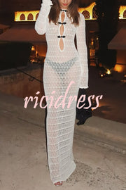 Sexy Backless Long-sleeved Knitted Slim-fit Maxi Dress