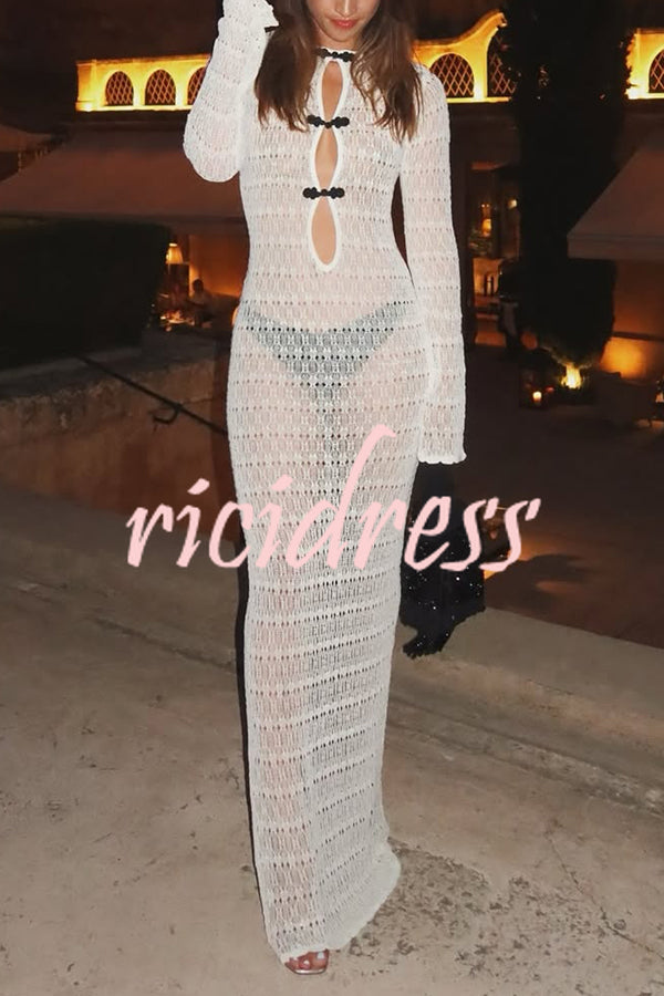 Sexy Backless Long-sleeved Knitted Slim-fit Maxi Dress
