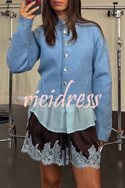 Eye-catching Work Contrast Color Satin Lace Trim Elastic Waist Pocket Shorts