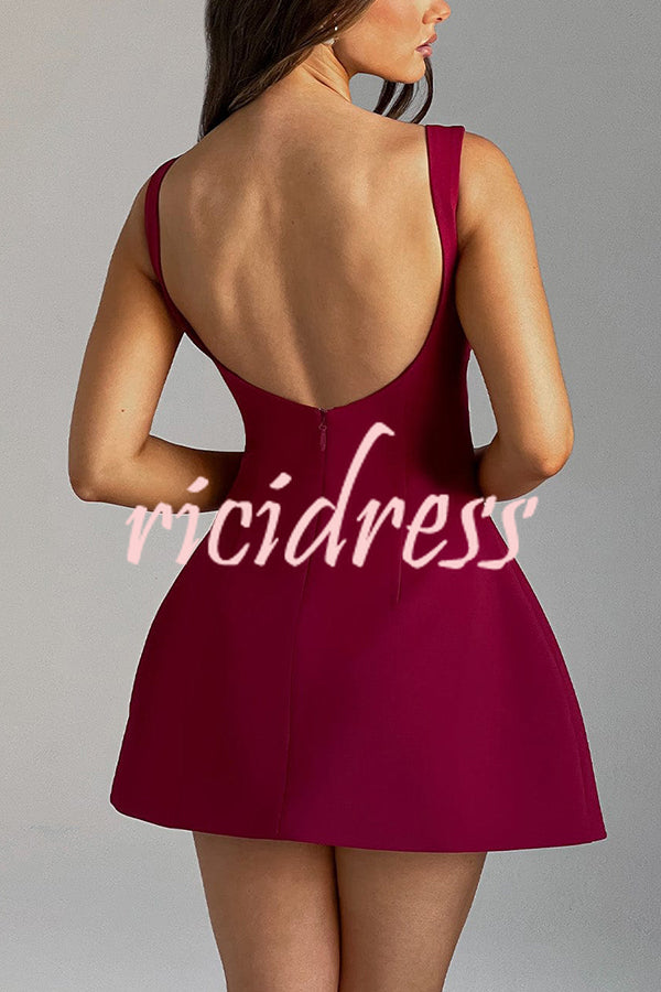 Cosmopolitan Chic High Neck Scoop Back Bubble-shaped Mini Dress