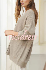 Mountain View Knit Ribbed Button Relaxed Cardigan