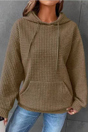 Antinson Loose Long Sleeve Drawstring Pullover Pocket Hoodie