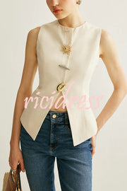 British Elegant Sun-decorated Sleeveless Versatile Vest