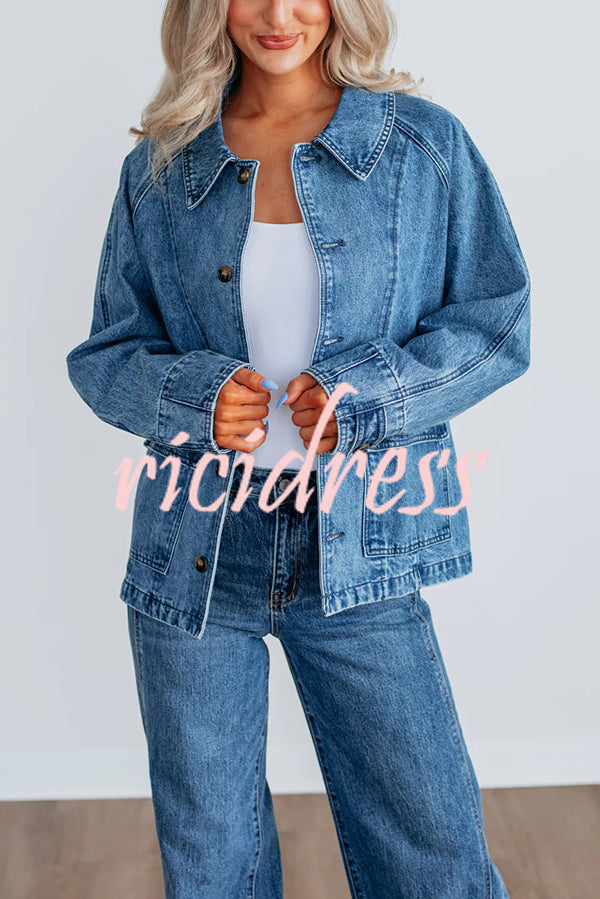 Stylish Single-breasted Casual Pocket Denim Jacket