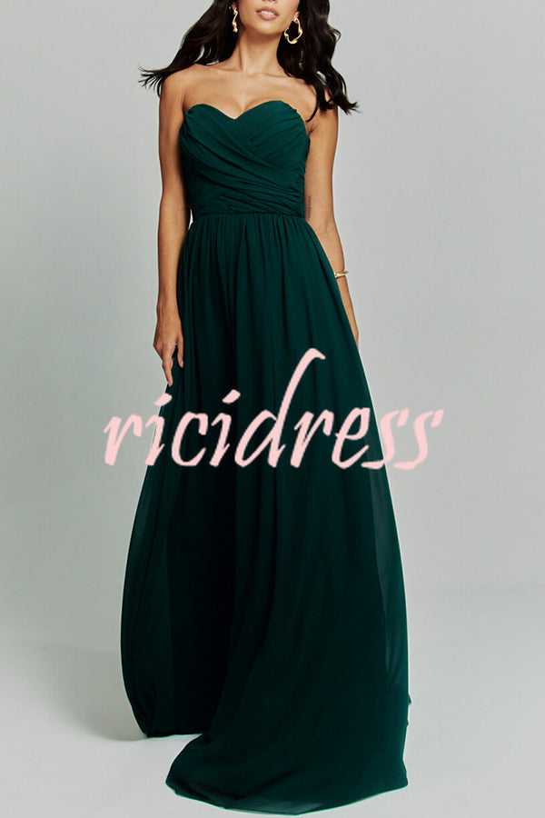 Romantic Party Chiffon Off Shoulder Sweetheart Neck Ruched Cape Maxi Dress