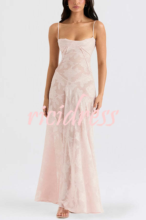 Fashion Sexy Suspenders See-through Holiday Slim Maxi Dress