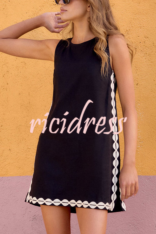 Unique Printed Round Neck Sleeveless Casual Loose Mini Dress