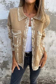 Fashionable Lapel Metal Buckle Casual Loose Jacket