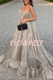 By The Sea Organza Ruffle High Low Hem Slip A-line Maxi Dress