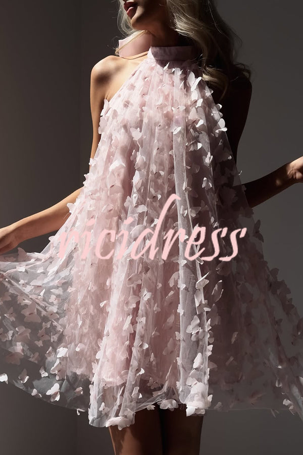 Stylish Backless Bow Elegant Butterfly Loose Mini Dress