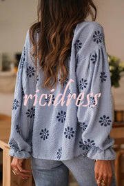 Fashionable Embroidered Floral Casual Long-Sleeved Loose Top