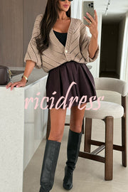 Fashion Hollow Knitted V-neck Button Loose Cardigan