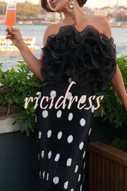 Eye-catching Organza Multi-layer Petal Ruffles Details Strapless Tank