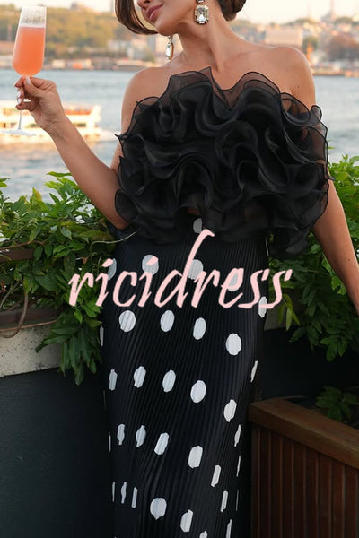 Eye-catching Organza Multi-layer Petal Ruffles Details Strapless Tank