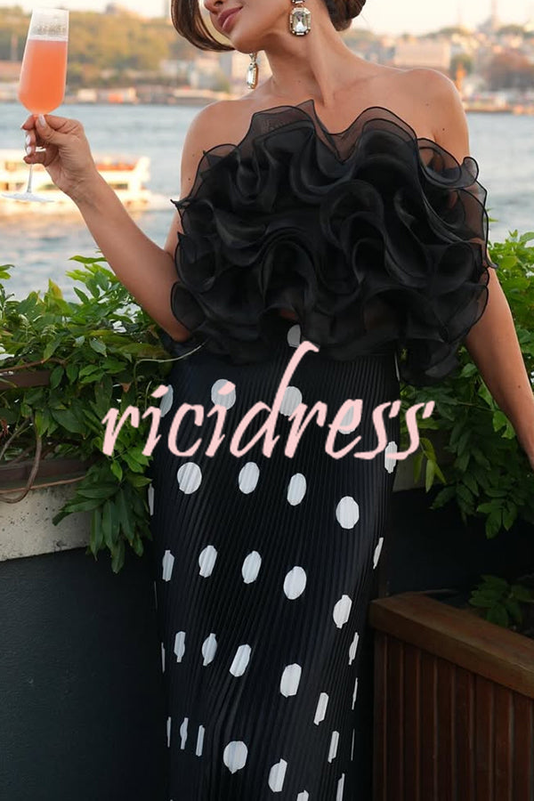 Eye-catching Organza Multi-layer Petal Ruffles Details Strapless Tank