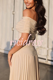 Sexy Off-shoulder Slim Fit Pleated Maxi Dress