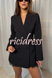 Pure and Beautiful Double-breasted Long Sleeve Lapel Blazer Mini Dress