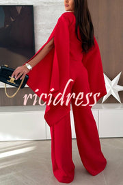 City Atelier Bell Slit Sleeve Top and High Rise Pocket Wide Leg Pants Set