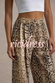 Hurley Ombre Snake Print Elastic Waist Pocketed Wide Leg Pants