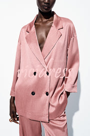 Fashionable Wrinkled Lapel Long-sleeved Loose Blazer