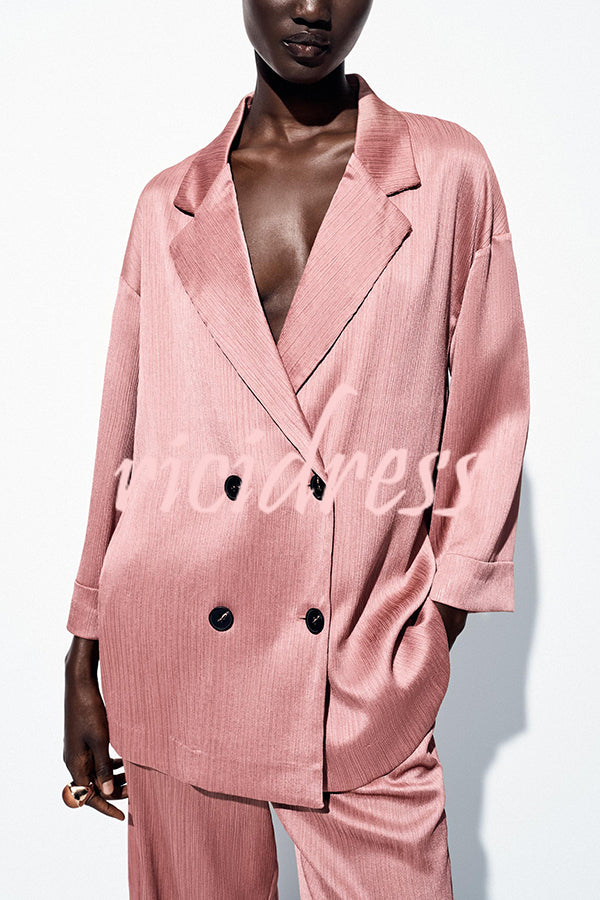 Fashionable Wrinkled Lapel Long-sleeved Loose Blazer
