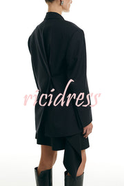 Urban Charm Shoulder Pads Asymmetrical Back Button Lapel Oversized Blazer