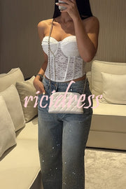 Fashion Star Rhinestone High Rise Casual Pocket Straight Loose Jeans