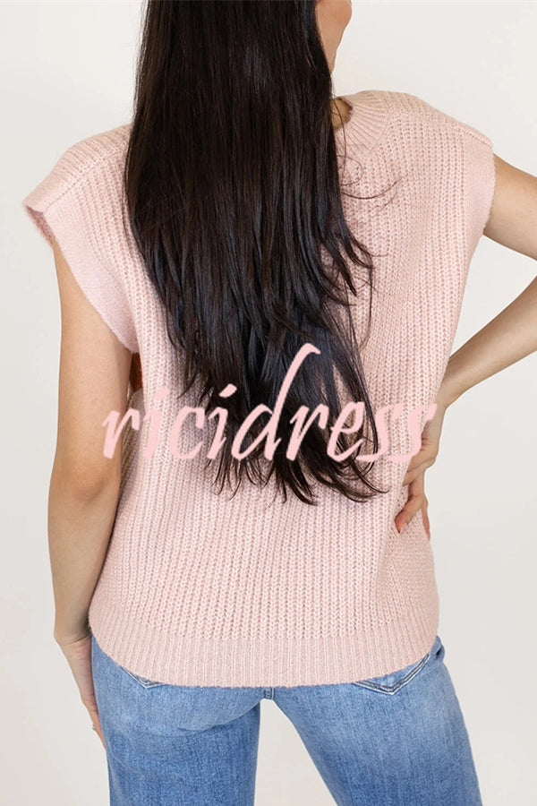 Solid Color V-neck Sleeveless Casual Loose Vest