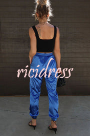 Something Great Satin Pocketed Elastic Waist Cargo Pants