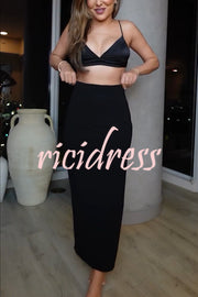 New Level High Waist Side Zipper Slit Midi Skirt