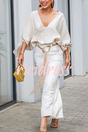 Joyful Bond Crochet Lace Mid Rise Pocketed Wide-leg Pants